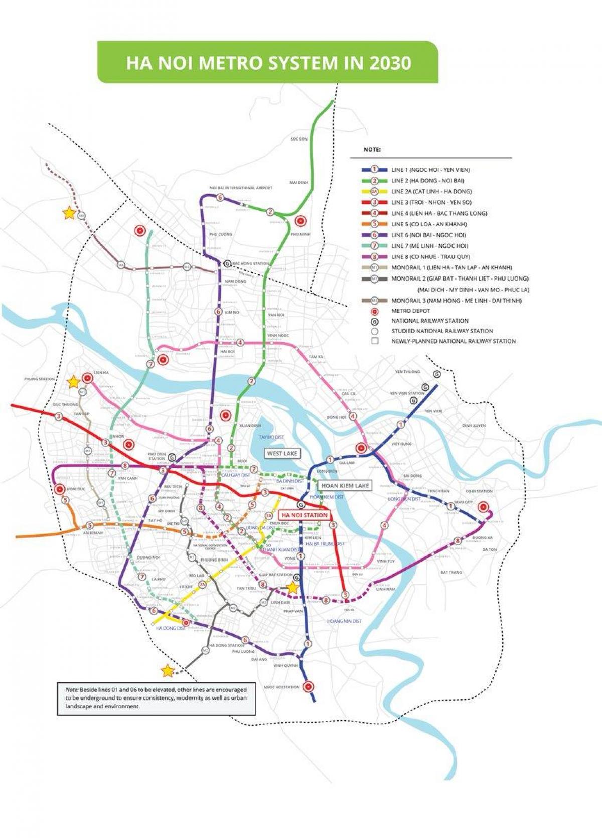 Kaart van hanoi metro