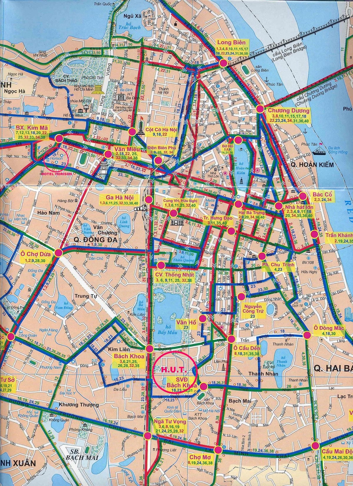 Kaart van hanoi stad bus
